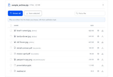 Распаковать ZIP